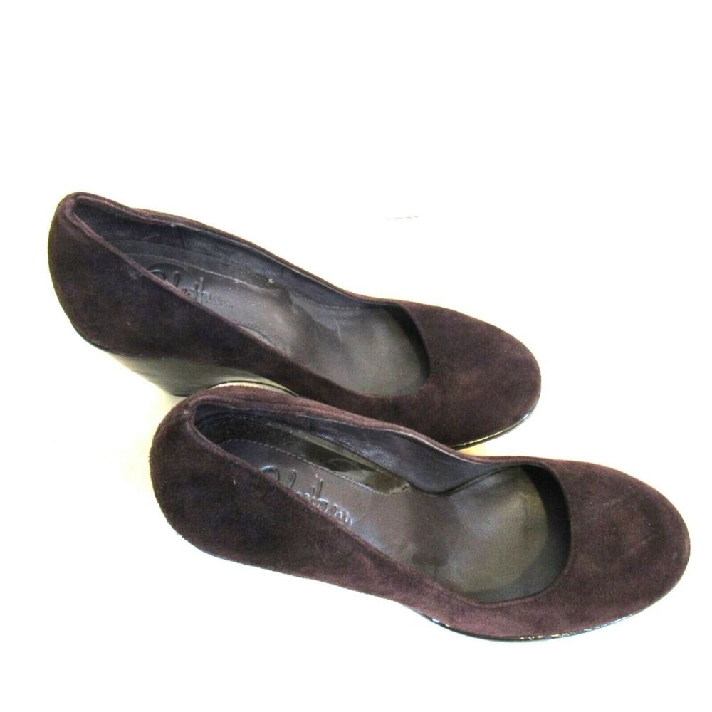 Cole Hann Slip On 3" Pump Sz 6 Brown Suede Leather Comfort Sole Round Toe - Picture 2 of 7